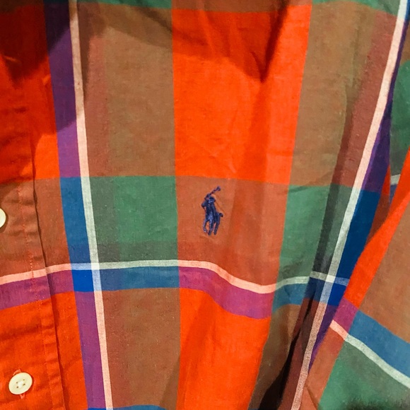 Ralph Lauren Blue Label Red and Green Plaid Button-Down Shirt - Picture 4 of 5